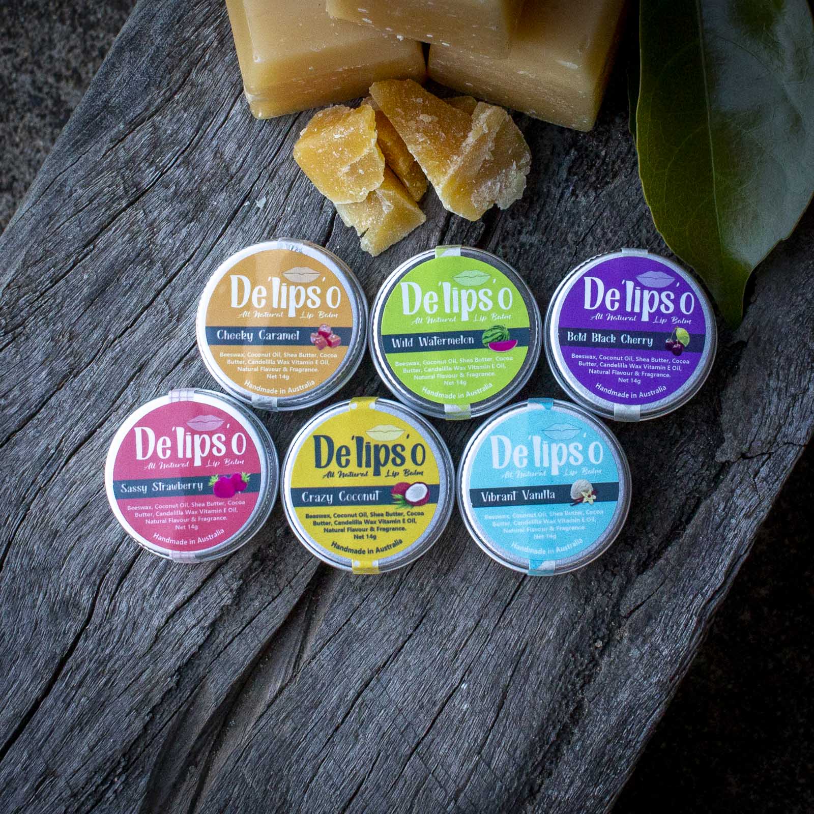 6 Pack Delipso all natural Lip Balm 14g Tins Delipso