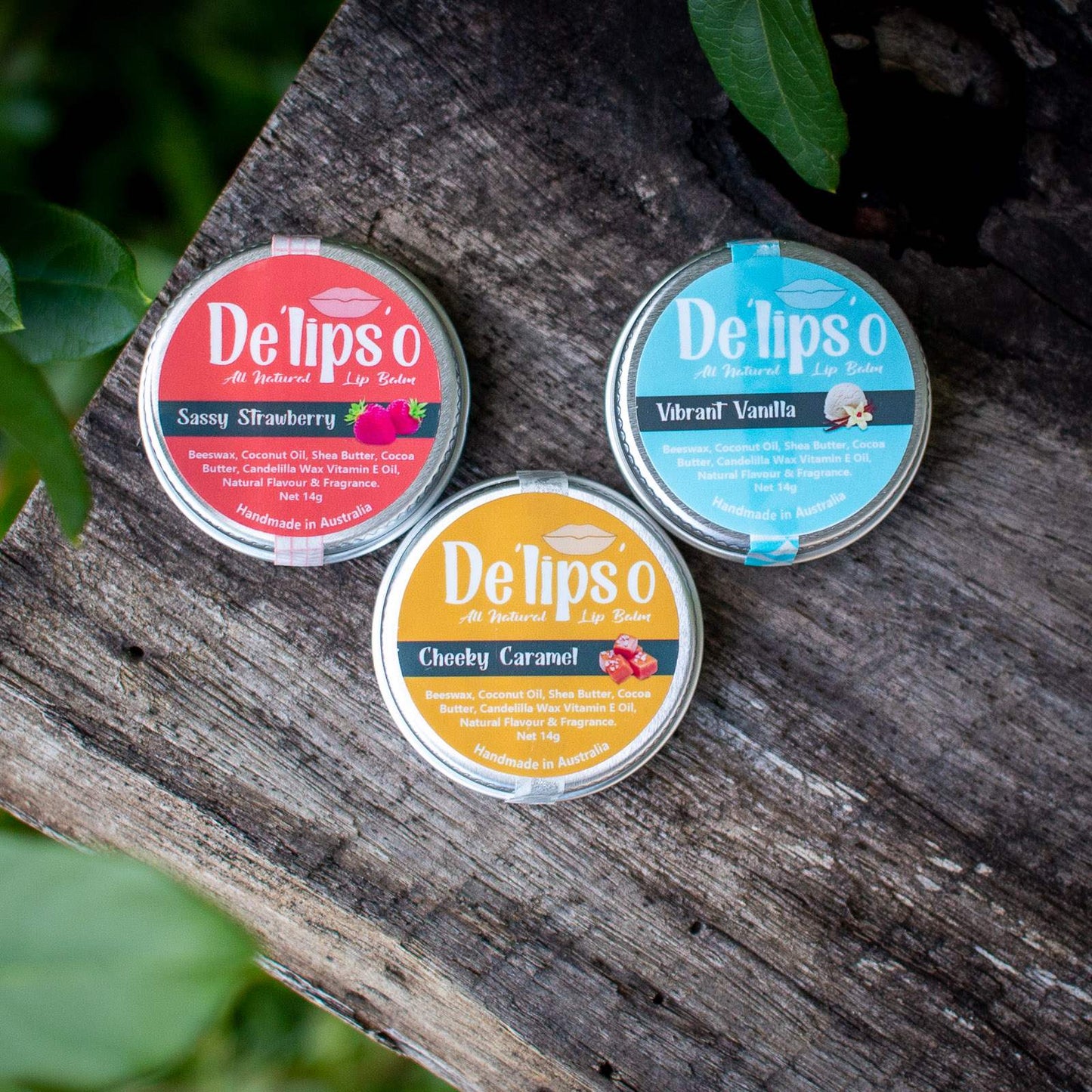 3 Pack of Delipso all natural Lip Balm 14g Tins