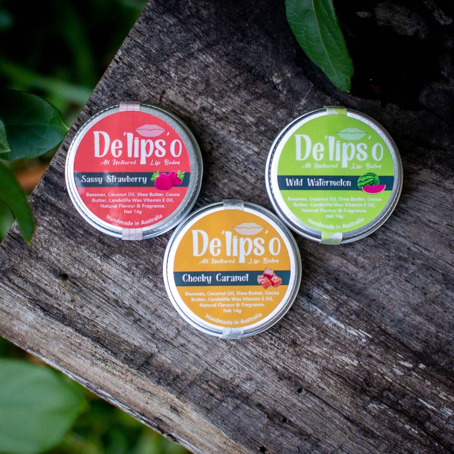 3 Pack of Delipso all natural Lip Balm 14g Tins