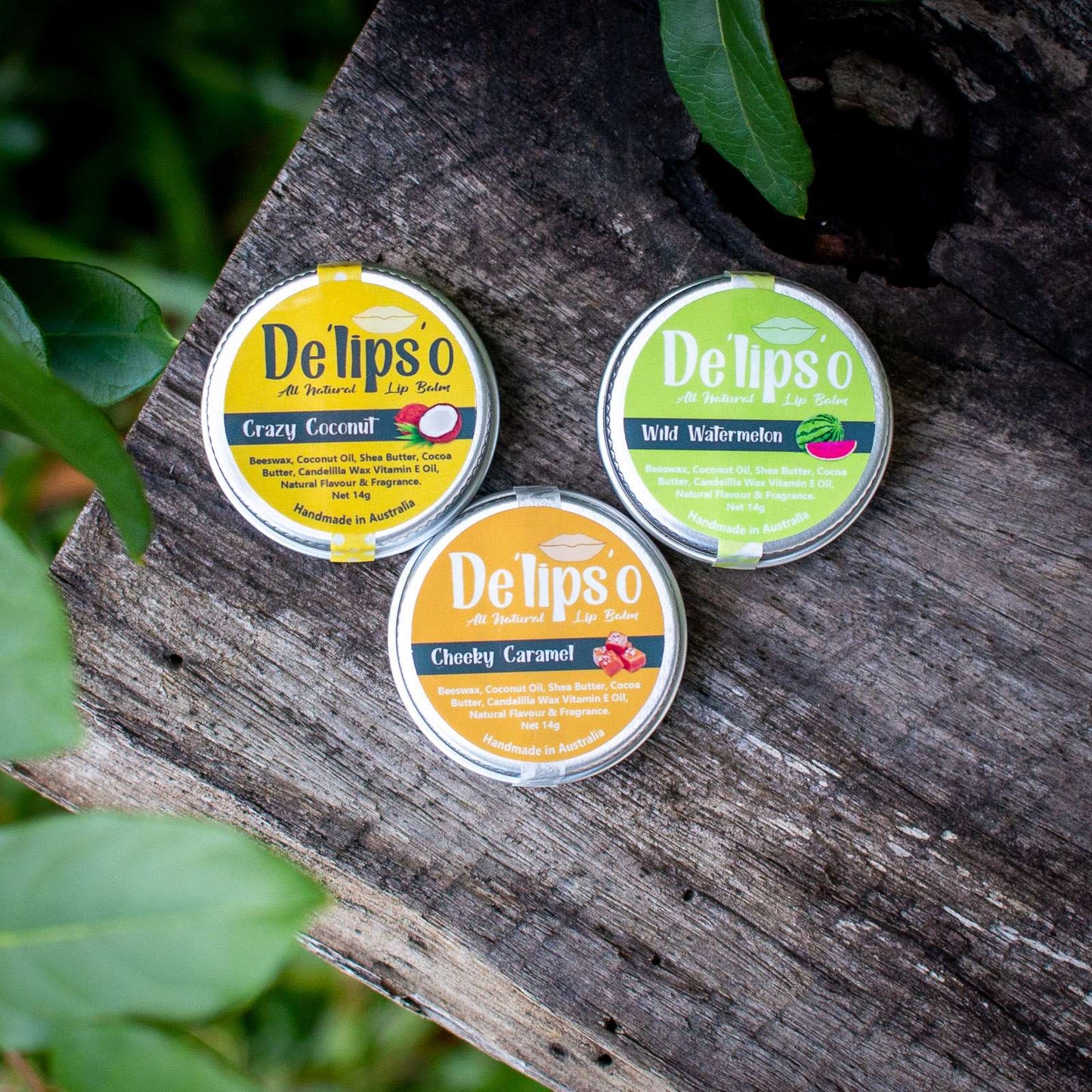 3 Pack of Delipso all natural Lip Balm 14g Tins