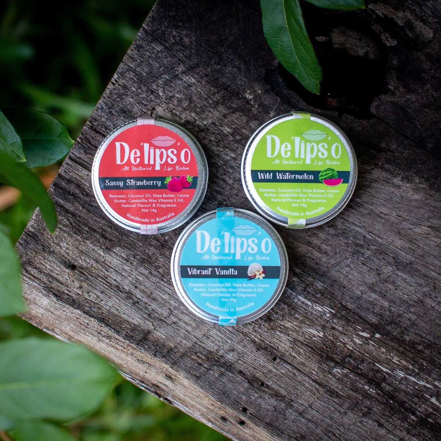 3 Pack of Delipso all natural Lip Balm 14g Tins