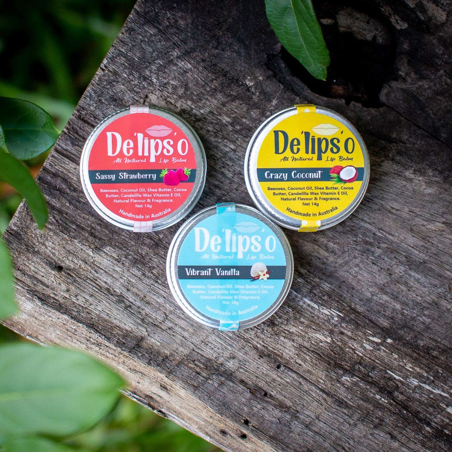 3 Pack of Delipso all natural Lip Balm 14g Tins