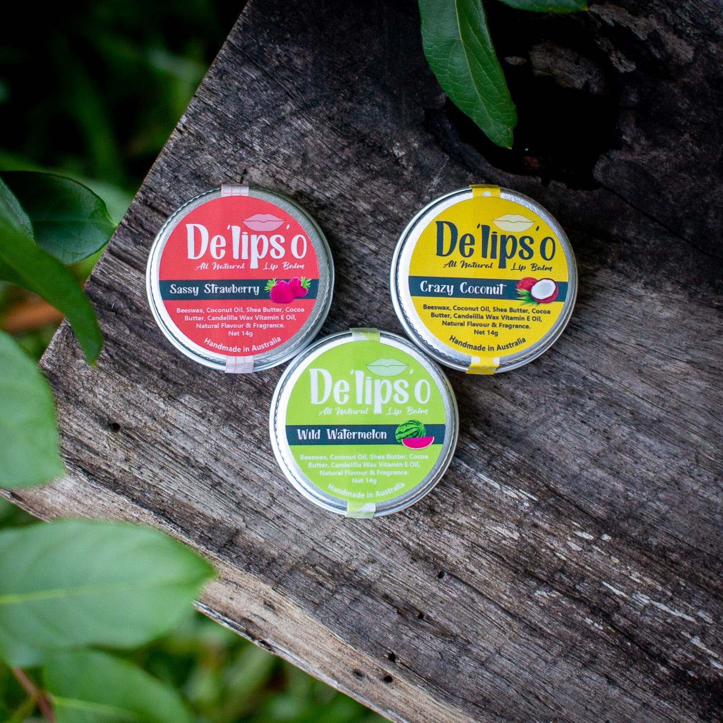 3 Pack of Delipso all natural Lip Balm 14g Tins