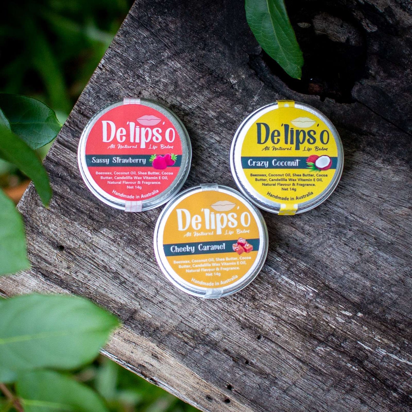 3 Pack of Delipso all natural Lip Balm 14g Tins