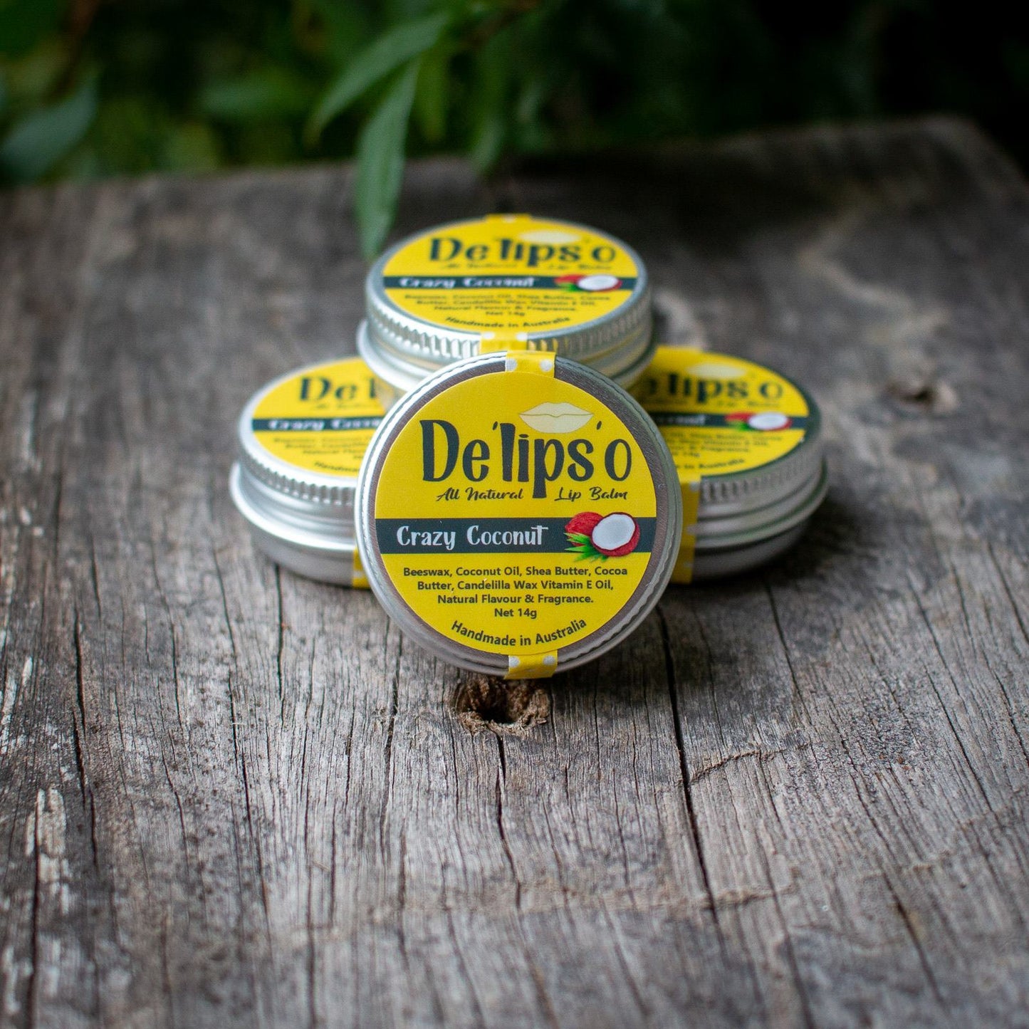 Crazy Coconut all natural Lip Balm 14g Tin Delipso